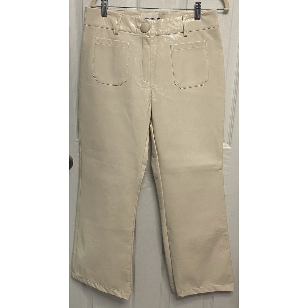 Wearitbe Womens WB Madrid Faux Leather Plastic Straight Leg Dress Pants‎ NEW 42